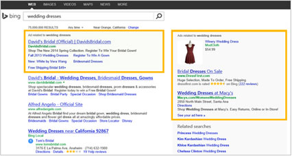 Bing广告展示位置